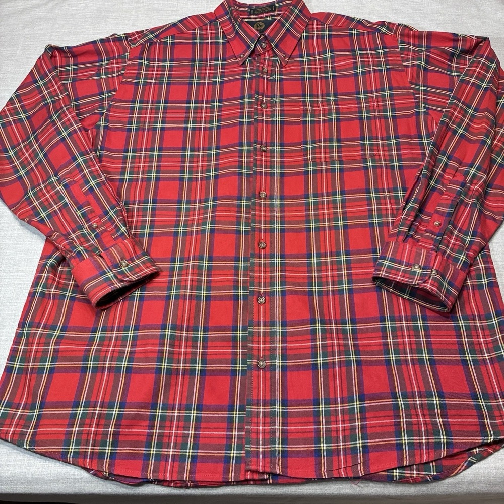 Viyella Men's Red Plaid Wool Blend Button-Down Shirt Long Sleeve XL/16 Extra Lg